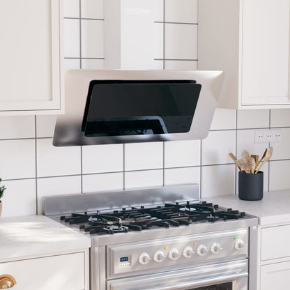 vidaXL Hotte murale 90 cm Acier inoxydable et verre trempé Argenté