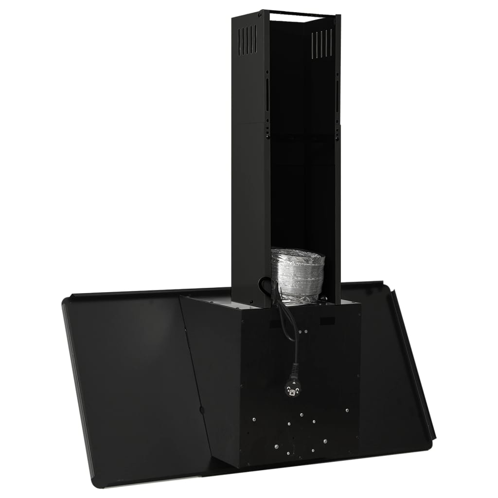vidaXL Hotte murale 90 cm Acier inoxydable et verre trempé Noir