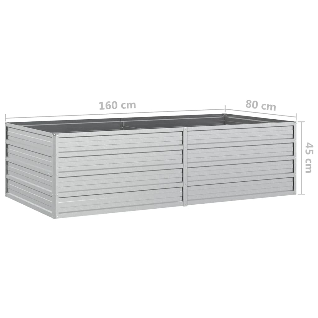 vidaXL Lit surélevé de jardin 160x80x45 cm Acier galvanisé Argenté
