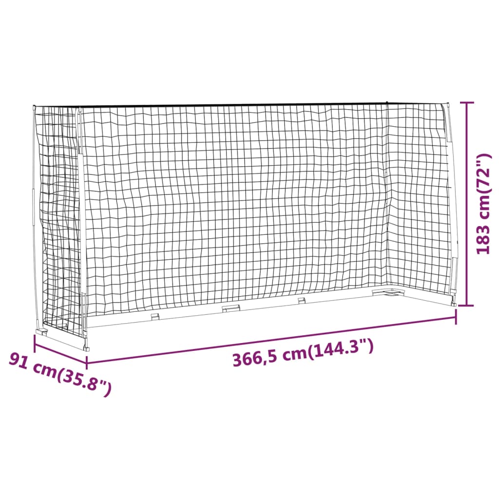 vidaXL But de football 366,5x91x183 cm Acier