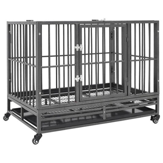 vidaXL Cage pour chiens avec roues Acier 92x62x76 cm