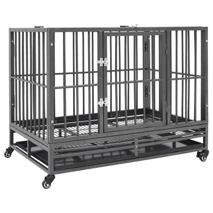 vidaXL Cage pour chien avec roues et toit Acier 102x72x85 cm