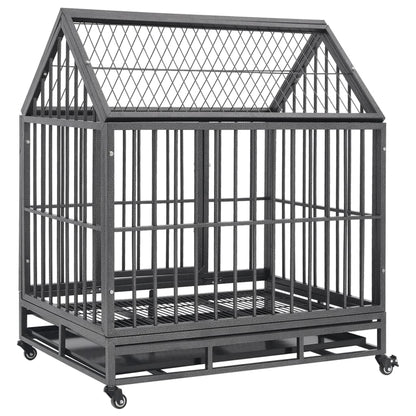 vidaXL Cage pour chien avec roues et toit Acier 92x62x106 cm