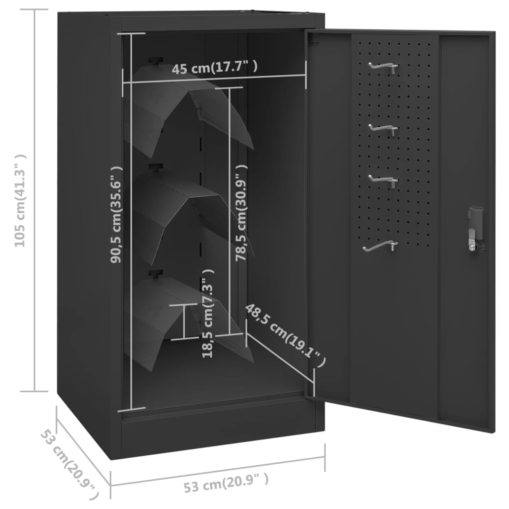 vidaXL Armoire à selles Anthracite 53x53x105 cm Acier