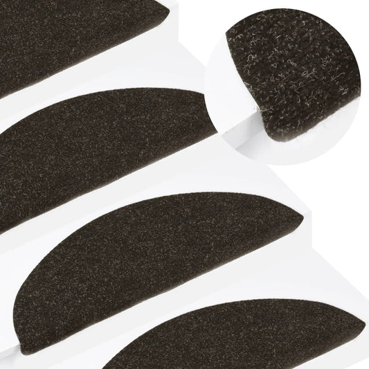 vidaXL Tapis d'escalier autocollants 15 pcs 56x17x3 cm Anthracite