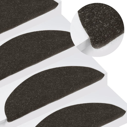 vidaXL Tapis d'escalier autocollants 15 pcs 56x17x3 cm Noir