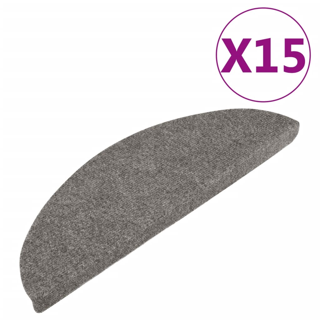 vidaXL Tapis d'escalier autocollants 15 pcs 56x17x3 cm Gris