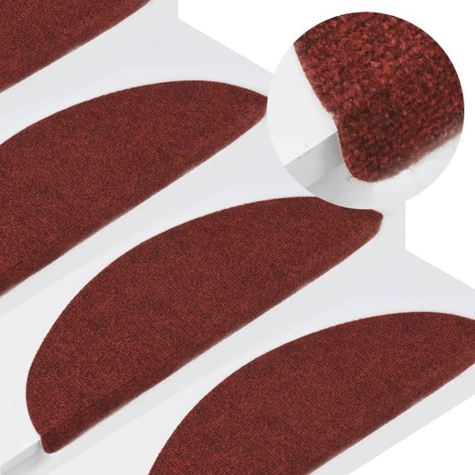 vidaXL Tapis d'escalier autocollants 15 pcs 56x17x3 cm Rouge