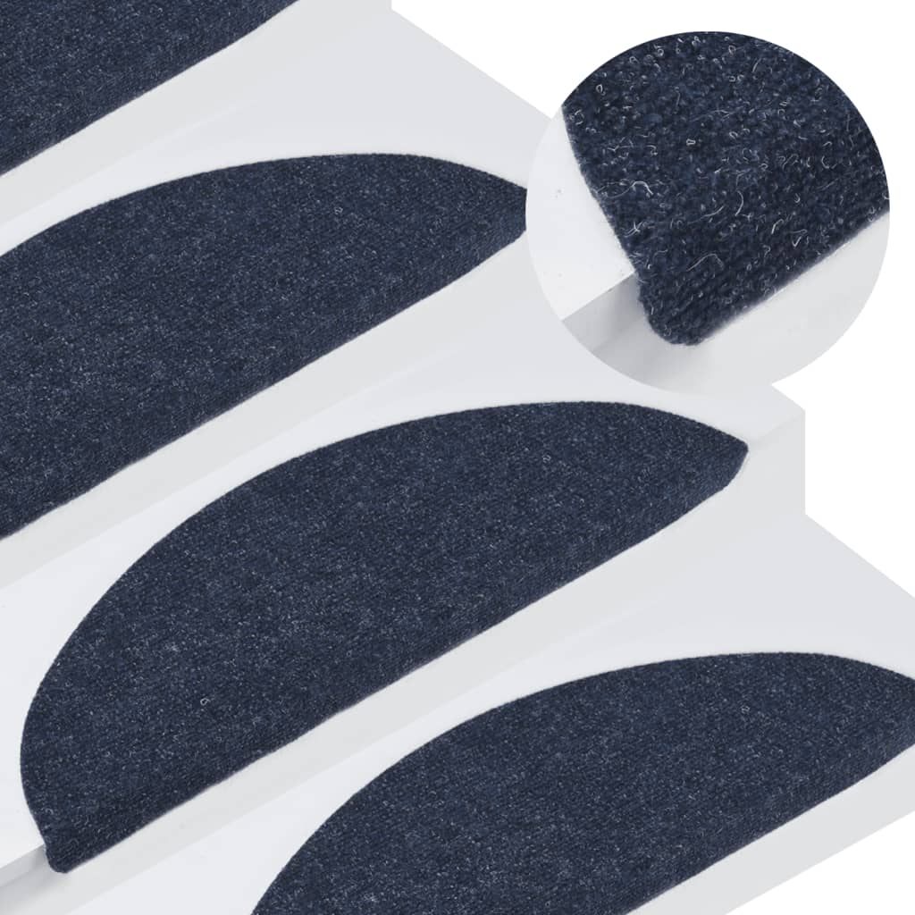 vidaXL Tapis d'escalier autocollants 15 pcs 56x17x3 cm Bleu