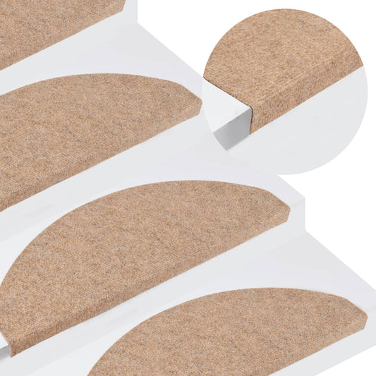 vidaXL Tapis d'escalier autocollants 15 pcs 65x22,5x3,5 cm Beige