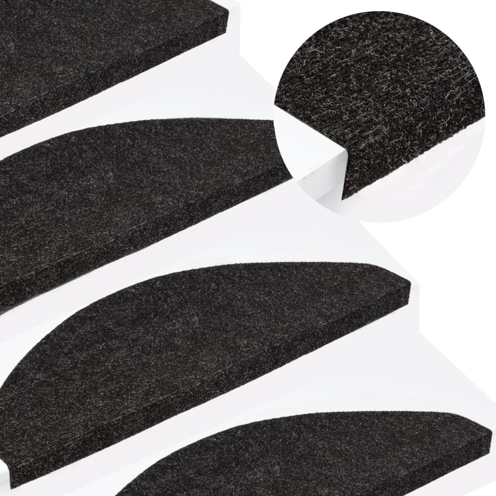vidaXL Tapis d'escalier autocollants 15 pcs 65x22,5x3,5 cm Anthracite