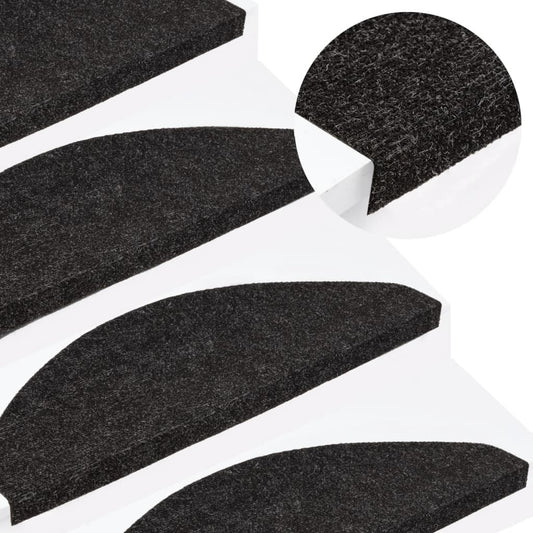 vidaXL Tapis d'escalier autocollants 15 pcs 65x22,5x3,5 cm Anthracite