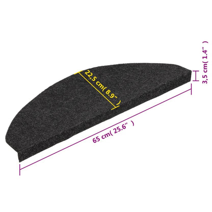 vidaXL Tapis d'escalier autocollants 15 pcs 65x22,5x3,5 cm Noir