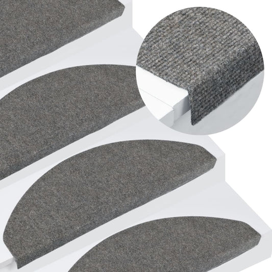 vidaXL Tapis d'escalier autocollants 15 pcs 65x22,5x3,5 cm Gris