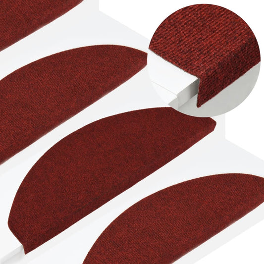 vidaXL Tapis d'escalier autocollants 15 pcs 65x22,5x3,5 cm Rouge