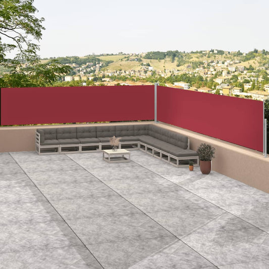 vidaXL Auvent latéral rétractable Rouge 117x1200 cm