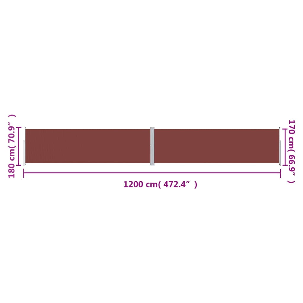 vidaXL Auvent latéral rétractable Marron 180x1200 cm