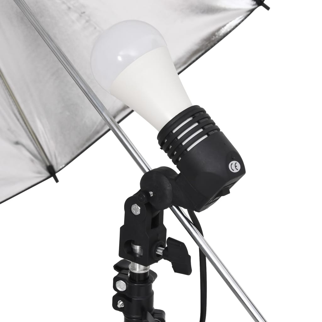 vidaXL Kit d'éclairage de studio avec trépieds et parapluies