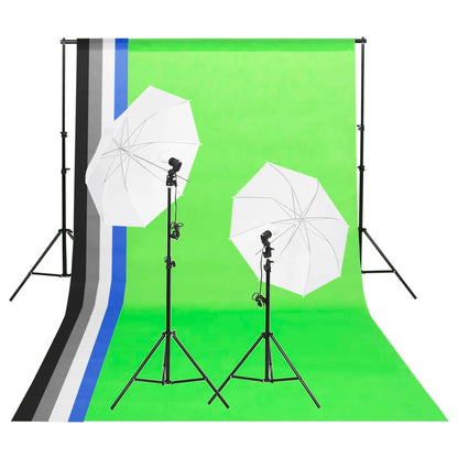 vidaXL Kit d'éclairage de studio avec toiles de fond et parapluies
