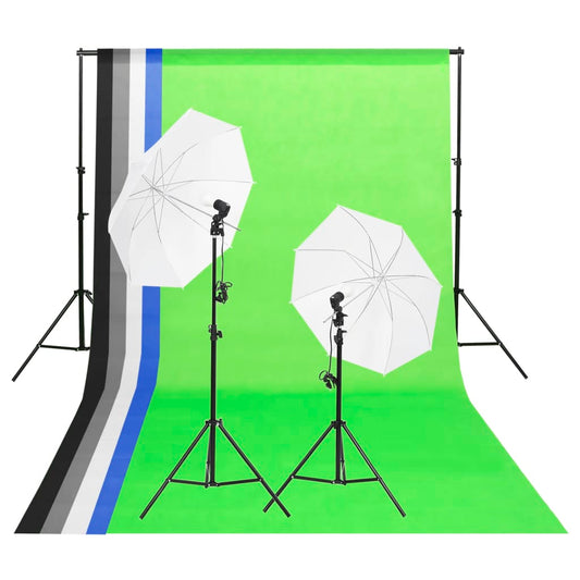 vidaXL Kit d'éclairage de studio avec toiles de fond et parapluies