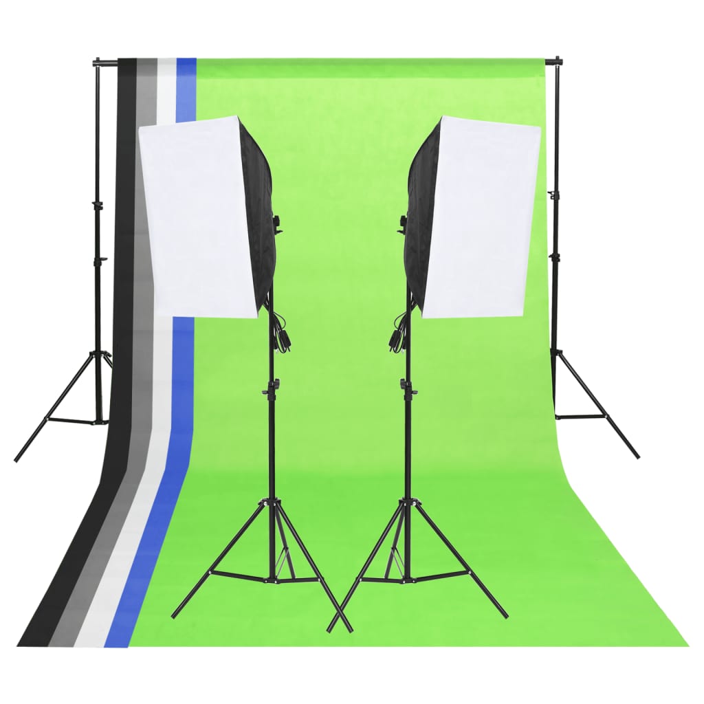 vidaXL Kit d'éclairage studio avec toiles de fond et boîtes à lumière