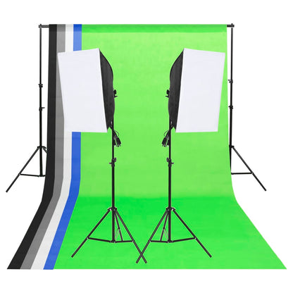 vidaXL Kit d'éclairage studio avec toiles de fond et boîtes à lumière