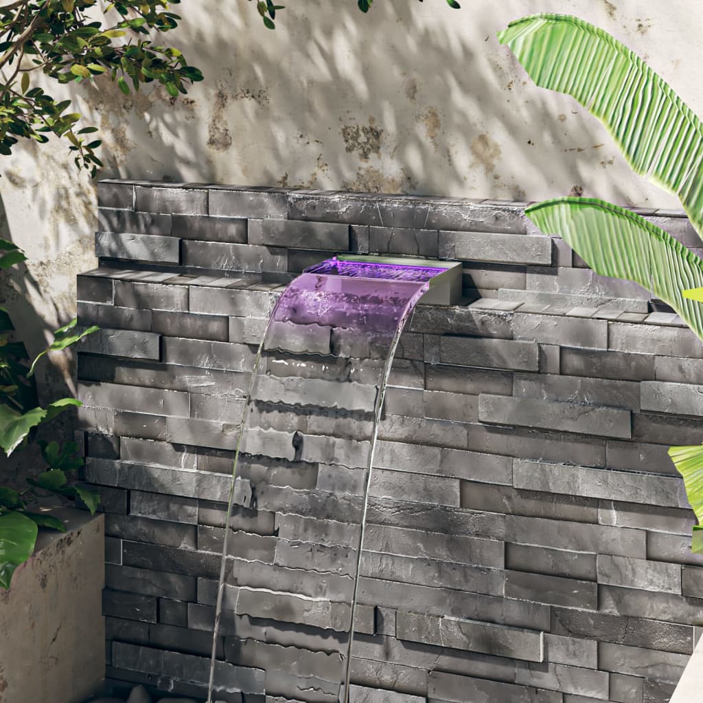 vidaXL Déversoir pour cascade avec LED RVB Inox 30 cm