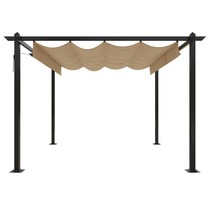vidaXL Tonnelle de jardin avec toit rétractable 3x3 m Taupe