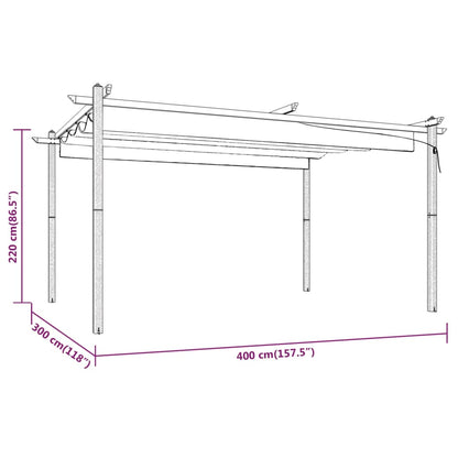 vidaXL Tonnelle de jardin avec toit rétractable 4x3 m Anthracite