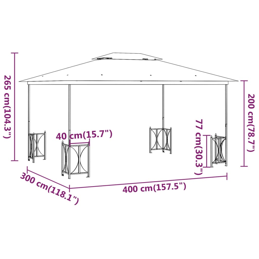 vidaXL Tonnelle avec parois et toit double 3x4 m Crème