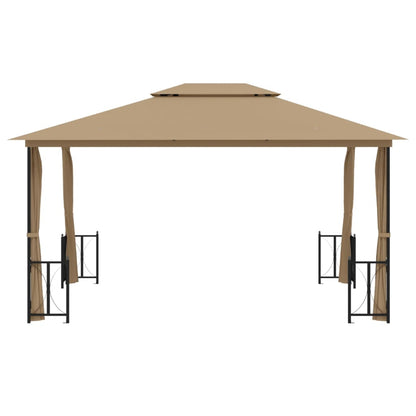 vidaXL Tonnelle avec parois et toit double 3x4 m Taupe