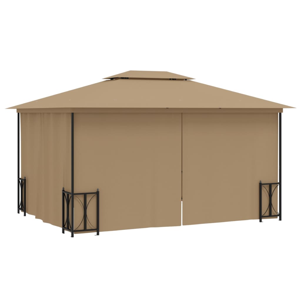 vidaXL Tonnelle avec parois et toit double 3x4 m Taupe