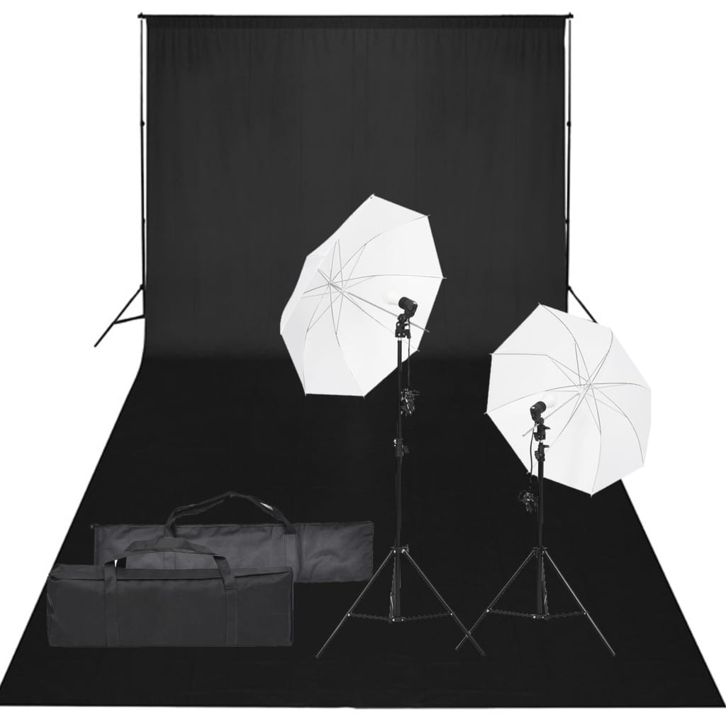 vidaXL Kit de studio photo avec éclairage et toile de fond