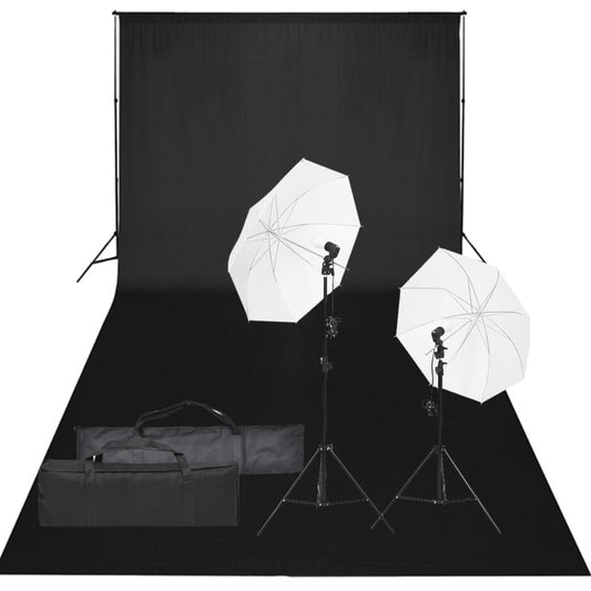 vidaXL Kit de studio photo avec éclairage et toile de fond