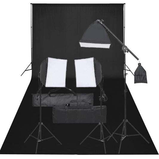 vidaXL Kit de studio photo avec éclairage et toile de fond