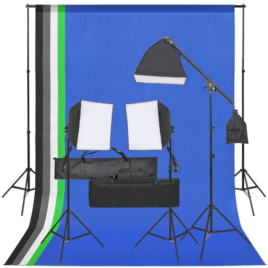 vidaXL Kit de studio photo avec éclairage et toile de fond