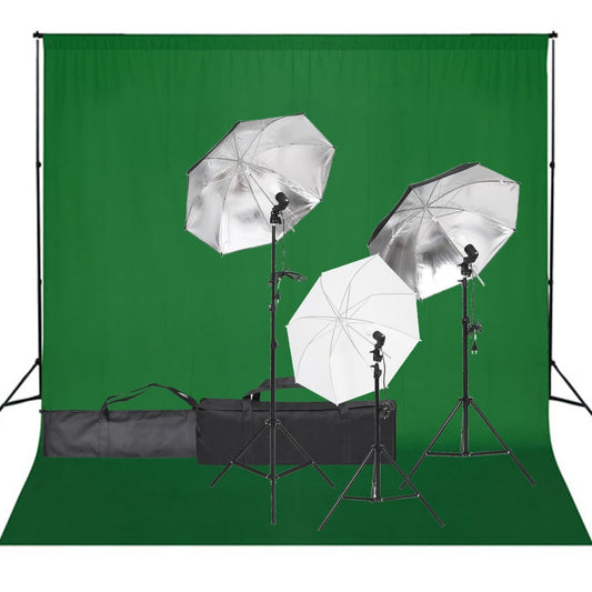 vidaXL Kit de studio photo avec éclairage et toile de fond