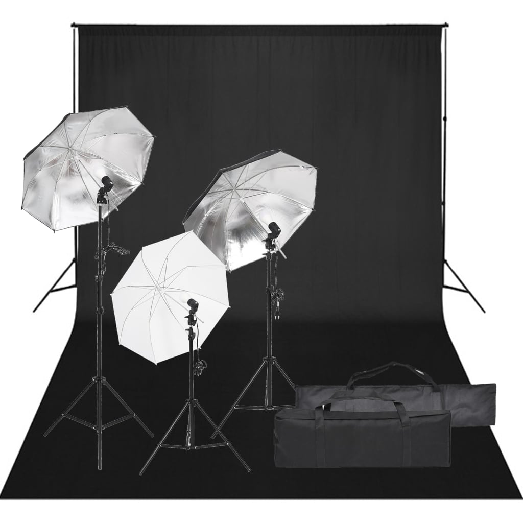 vidaXL Kit de studio photo avec éclairage et toile de fond