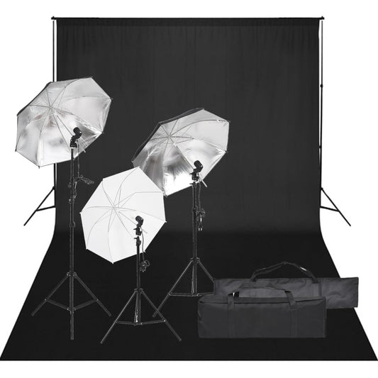 vidaXL Kit de studio photo avec éclairage et toile de fond