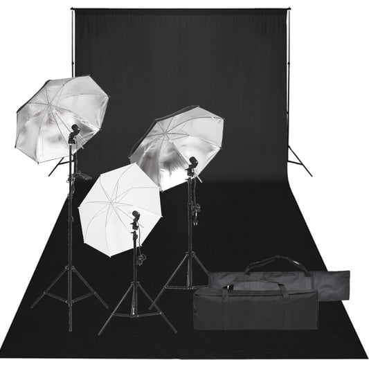 vidaXL Kit de studio photo avec éclairage et toile de fond