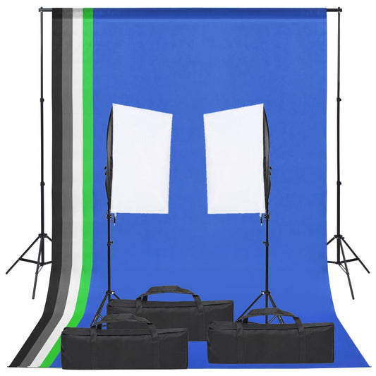 vidaXL Kit de studio photo avec éclairage et toile de fond