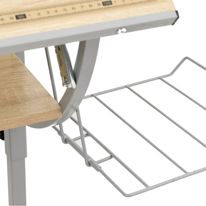 vidaXL Bureau d'artisanat chêne sonoma et gris 110x53x(58-87) cm