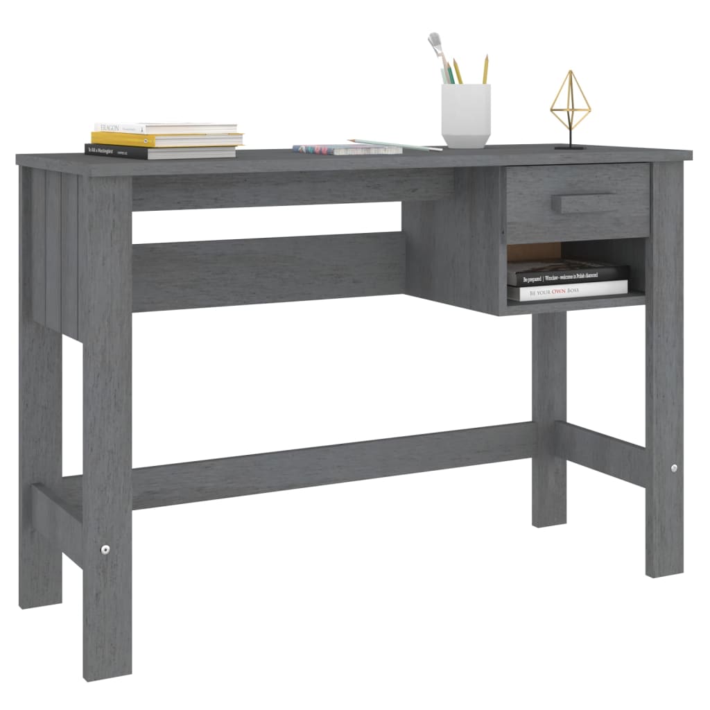 vidaXL Bureau HAMAR Gris foncé 110x40x75 cm Bois massif de pin