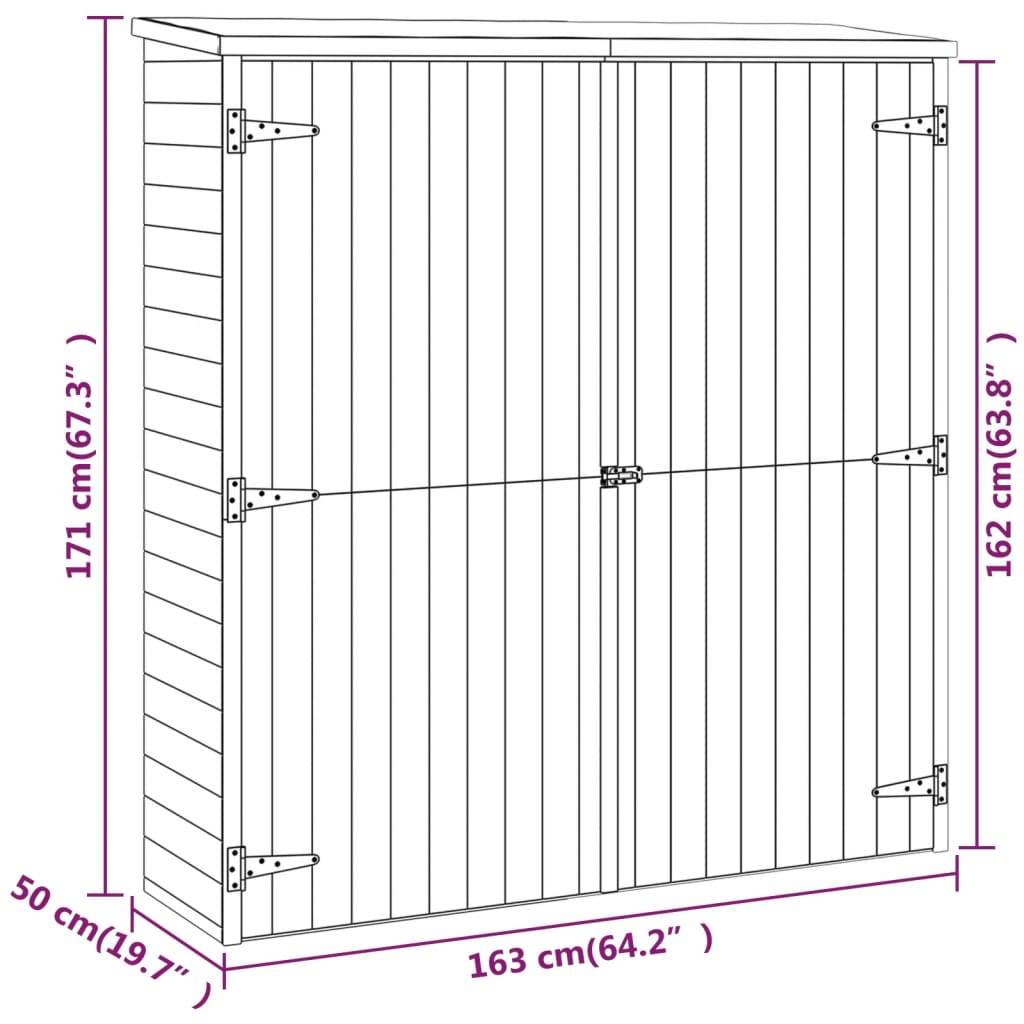 vidaXL Abri à outils de jardin 163x50x171 cm Bois de pin solide