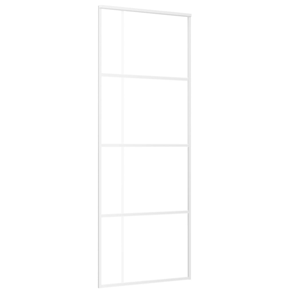 vidaXL Porte coulissante Verre ESG dépoli et aluminium 76x205 cm Blanc
