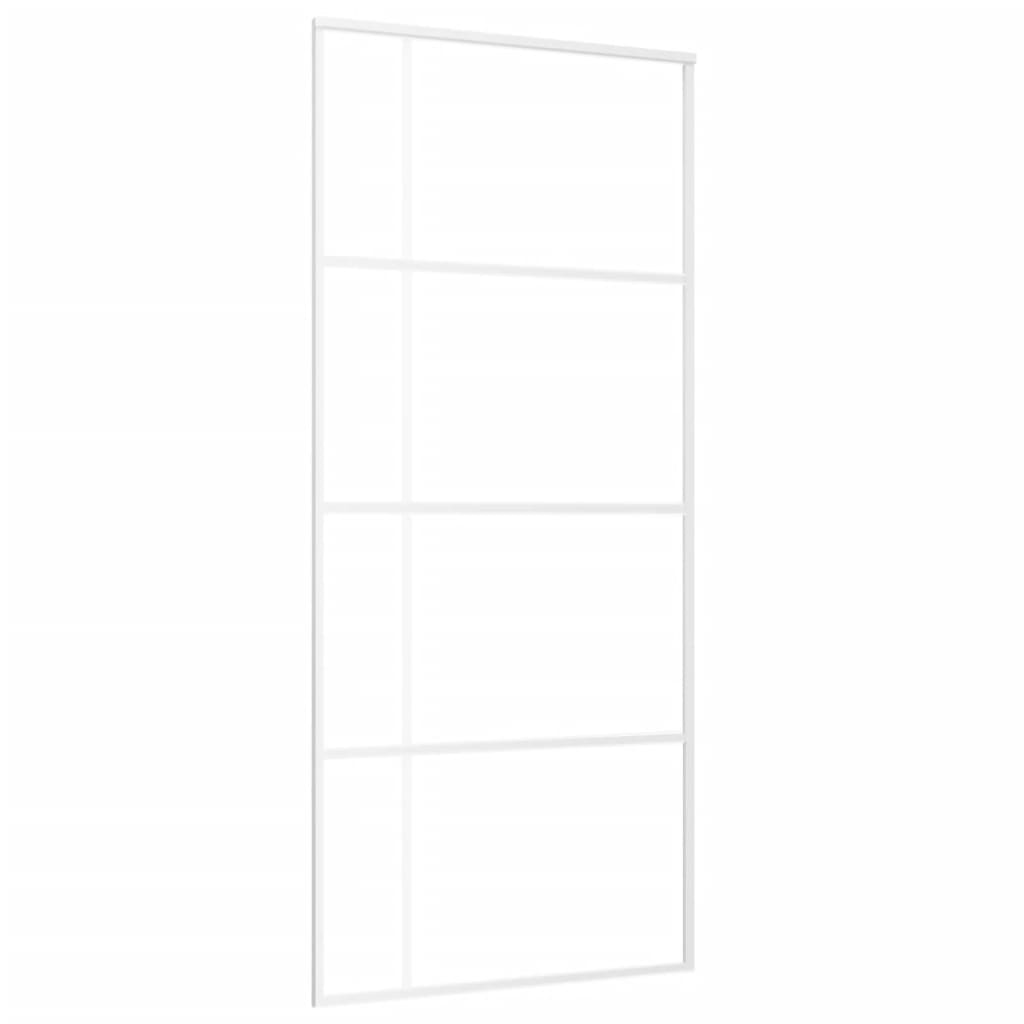 vidaXL Porte coulissante Verre ESG dépoli et aluminium 90x205 cm Blanc
