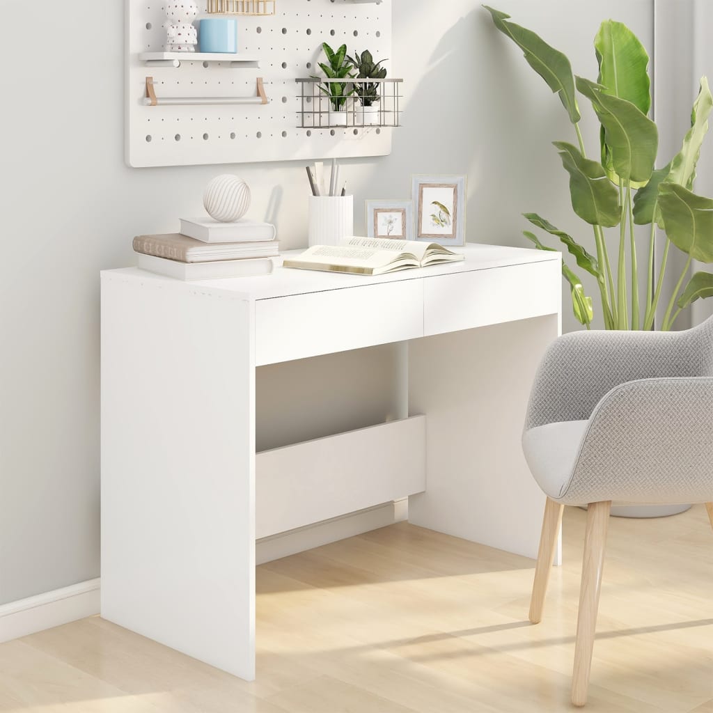 vidaXL Bureau Blanc 101x50x76,5 cm Aggloméré