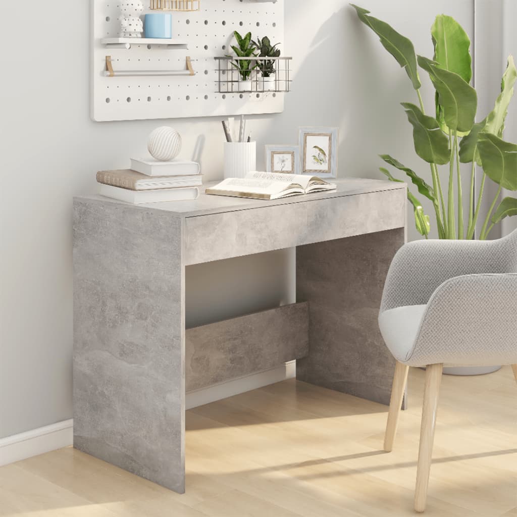 vidaXL Bureau Gris béton 101x50x76,5 cm Aggloméré