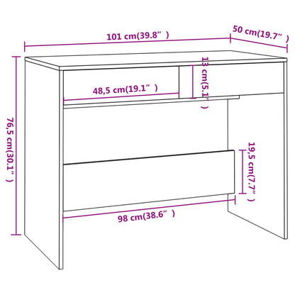 vidaXL Bureau Gris béton 101x50x76,5 cm Aggloméré