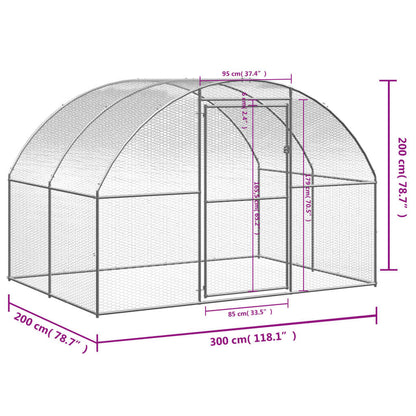 vidaXL Poulailler d'extérieur 3x2x2 m Acier galvanisé